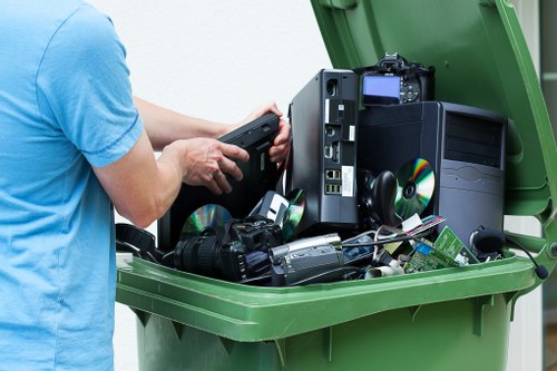 Waste removal trucks operating in Whitechapel