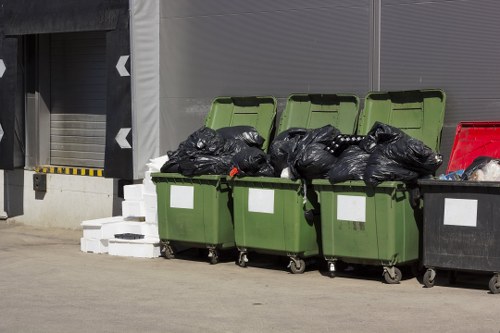 Recycling bins in a Whitechapel neighborhood